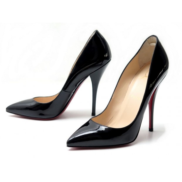 NEUF CHAUSSURES LOUBOUTIN ESCARPINS BATIGNOLLES 36 CUIR VERNI NOIR PUMP 435€