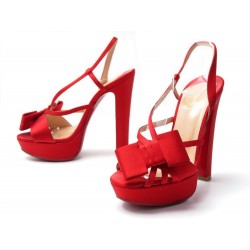 NEUF CHAUSSURES LOUBOUTIN SATIN ROUGE 36 