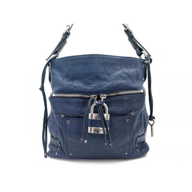 NEUF SAC A MAIN CHLOE PADDINGTON GM CABAS CUIR BLEU 30 CM HAND BAG PURSE 1295
