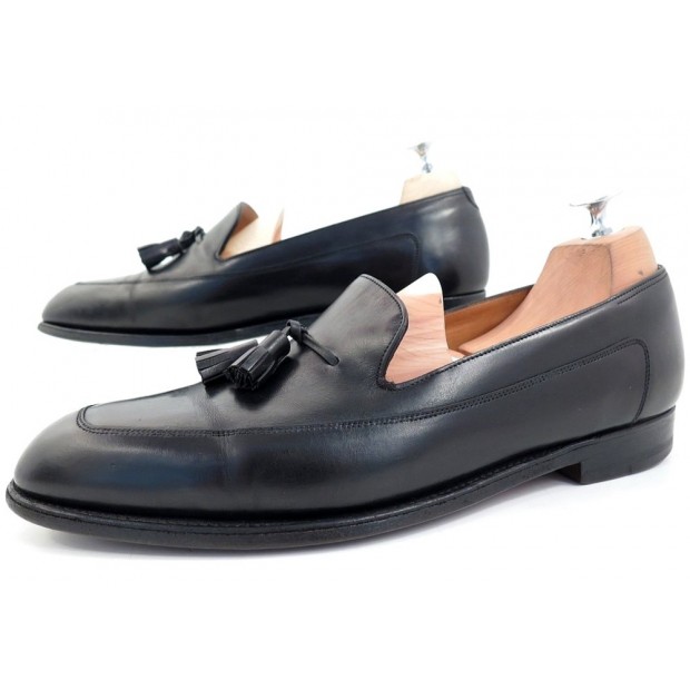 CHAUSSURES JOHN LOBB BUCKINGHAM MOCASSINS 8.5E 43 CUIR NOIR LOAFER SHOES 1055