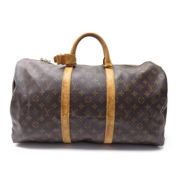 VINTAGE SAC DE VOYAGE A MAIN LOUIS VUITTON KEEPALL 50 MONOGRAM TRAVEL BAG 1060€