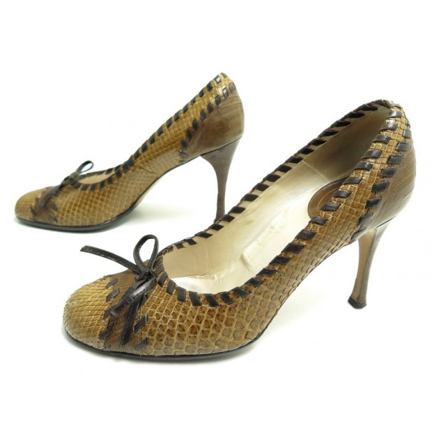  192065 CHAUSSURES CHRISTIAN DIOR ETHNIK ESCARPINS 37 EN CUIR PYTHON & LEZARD SHOES 690