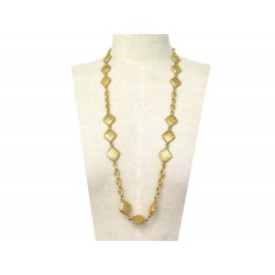 COLLIER CHANEL SAUTOIR LOSANGE MATELASSE 81CM EN METAL DORE 166 GR NECKLACE 950€