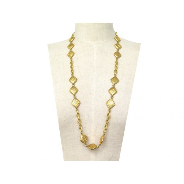COLLIER CHANEL SAUTOIR LOSANGE MATELASSE 81CM EN METAL DORE 166 GR NECKLACE 950€