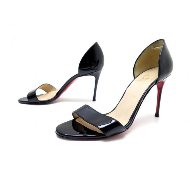  CHAUSSURES SANDALES CHRISTIAN LOUBOUTIN CUIR VERNIS NOIR 40 