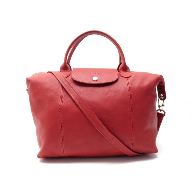 SAC A MAIN LONGCHAMP BANDOULIERE CUIR ROUGE BRIQUE 