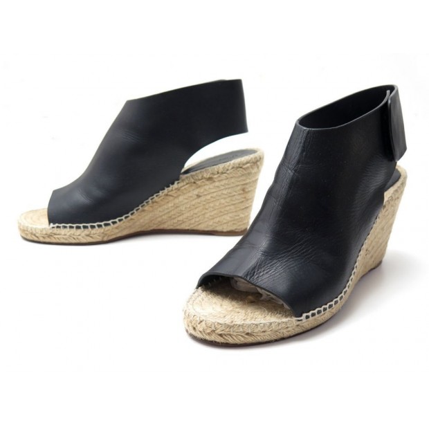 CHAUSSURES CELINE SANDALES ESPADRILLES A TALONS COMPENSEES 40IT 41FR CUIR 430€