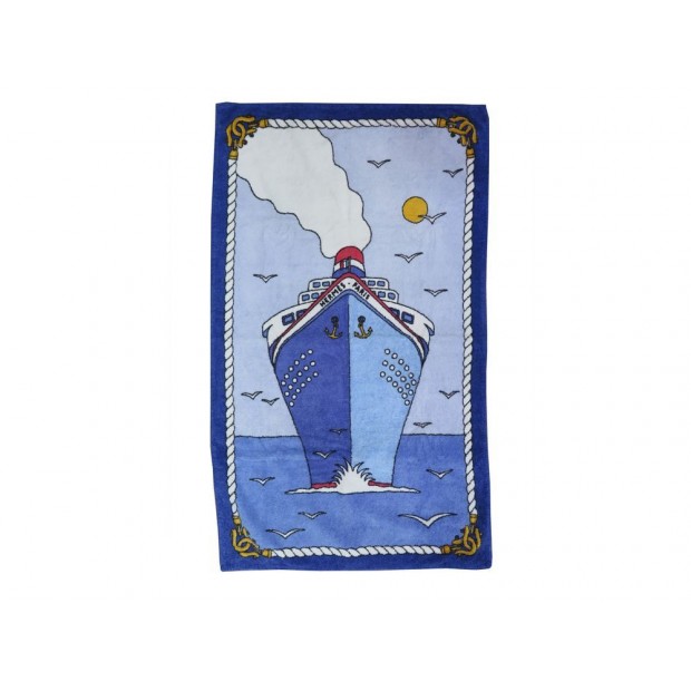 DRAP DE BAIN PLAGE HERMES PAQUEBOT SERVIETTE EN COTON BLEU BATH BEACH TOWEL 430€