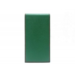 NEUF PORTE CARNET HERMES ETUI BLOC NOTE EN CUIR EPSOM VERT ET ROUGE NOTE HOLDER