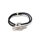 BRACELET HERMES SKIPPER EN ARGENT MASSIF 925 & CORDON NOIR SILVER 