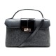 SAC A MAIN CARTIER PAVILLON 35CM EN CUIR ET TWEED NOIR LEATHER WOOL HAND BAG