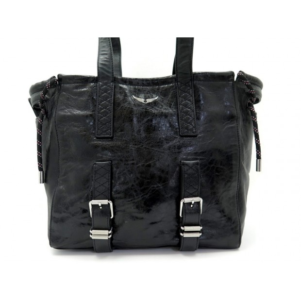 NEUF SAC A MAIN ZADIG & VOLTAIRE BIANCA WGAP2021F CUIR NOIR LEATHER HANDBAG 395€