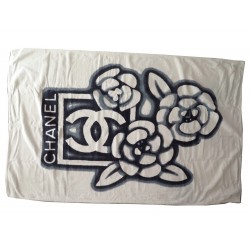 SERVIETTE DE BAIN PLAGE CHANEL SPORT 150 X 100 CM EN COTON BLANC BATH TOWEL 520€