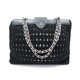 NEUF SAC A MAIN CHANEL CABAS EN CROCHET EN TISSU CUIR NOIR HAND BAG PURSE 2860€