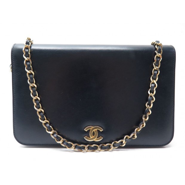 VINTAGE SAC A MAIN CHANEL POCHETTE 24 CM TIMELESS EN CUIR BLEU HAND BAG 2800€