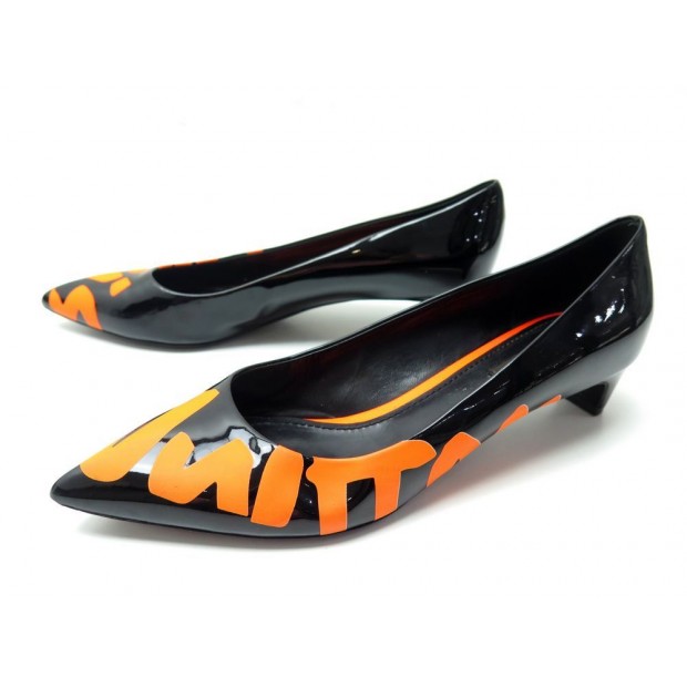 CHAUSSURES LOUIS VUITTON STEPHEN SPROUSSE ESCARPINS 39 BLACK NEON GRAFFITI 690