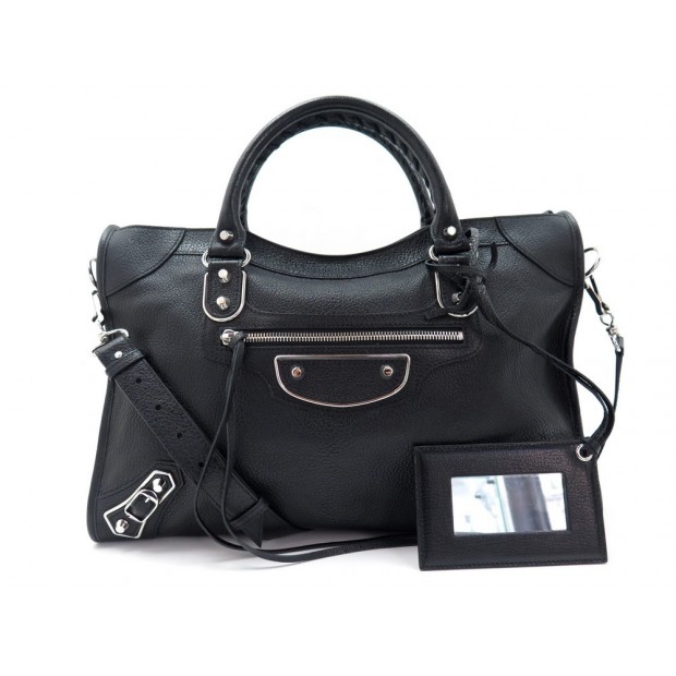 NEUF SAC A MAIN BALENCIAGA CLASSIC METALLIC EDGE CITY 505984 CUIR NOIR BAG 2095€