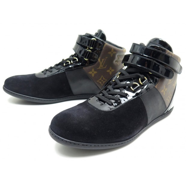 NEUF CHAUSSURES LOUIS VUITTON MOVE UP 39.5 EN CUIR & TOILE MONOGRAM BASKETS 630€