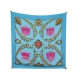 FOULARD HERMES CARROSSES D'OR SOIE BLEU 