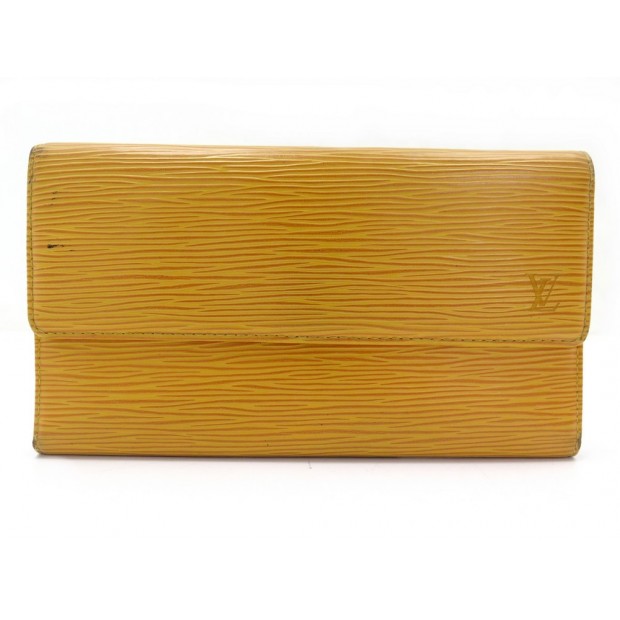 PORTEFEUILLE LOUIS VUITTON SARAH PORTE MONNAIE EN CUIR EPI JAUNE WALLET 570€