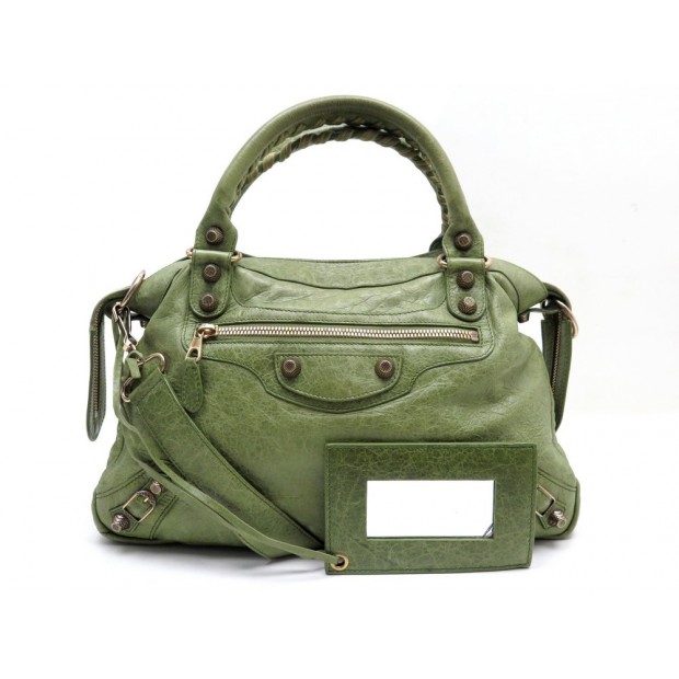 SAC A MAIN BALENCIAGA CLASSIC TOWN 240578 BANDOULIERE EN CUIR VERT HANDBAG 1600€