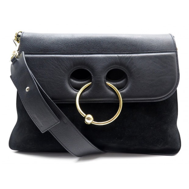 SAC A MAIN JW ANDERSON PIERCE LARGE BANDOULIERE CUIR & DAIM NOIR HAND BAG 1345€