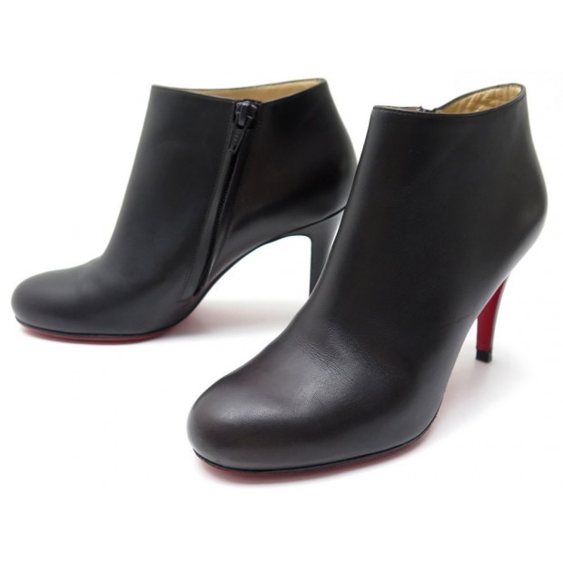 LOW BOOTS CHRISTIAN LOUBOUTIN CUIR MARRON 