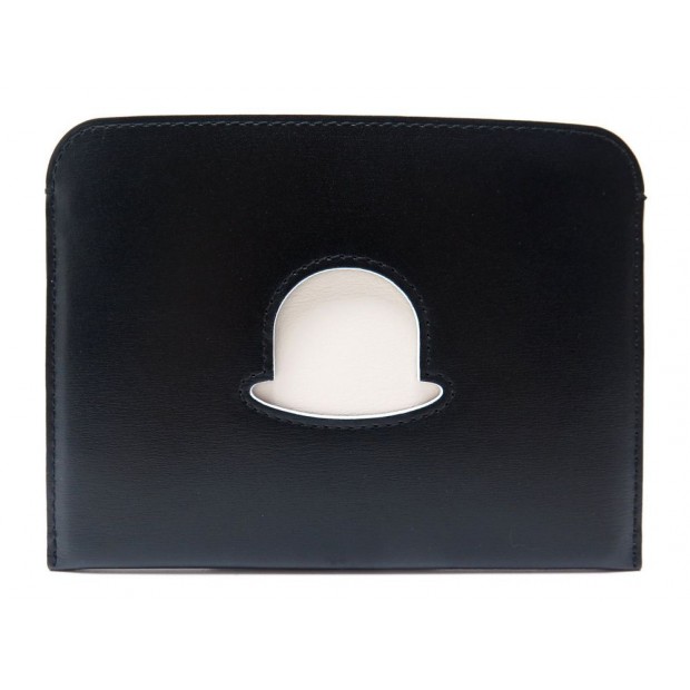 NEUF PORTE MONNAIE DELVAUX TROMPE L OEIL CHAPEAU MELON EN CUIR NOIR + BOITE 500€