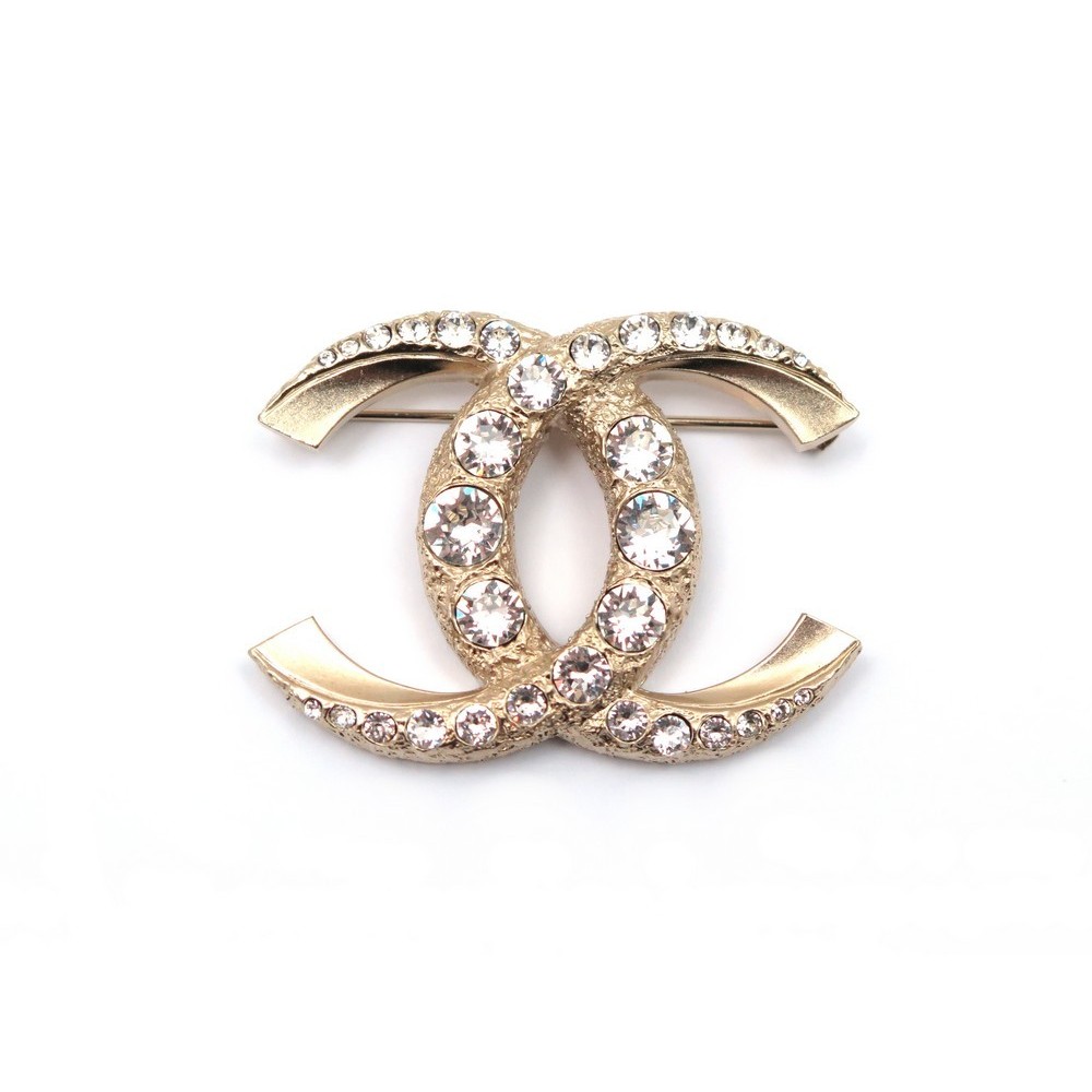 NEUF BROCHE CHANEL Logo Cc En Metal Dore Collection 2022 Golden