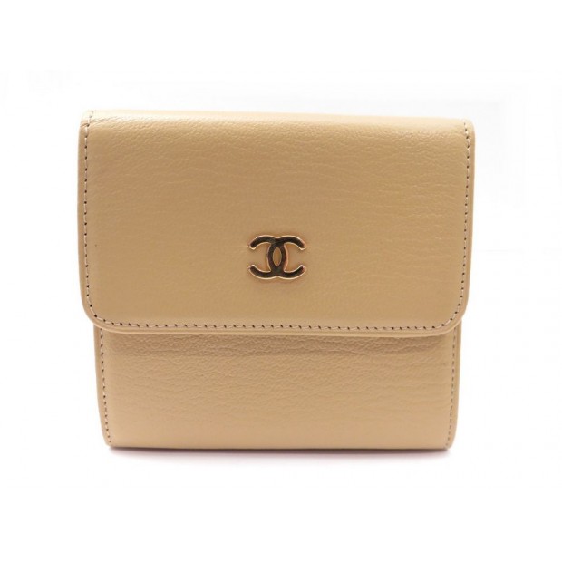 NEUF PORTEFEUILLE CHANEL CUIR BEIGE 