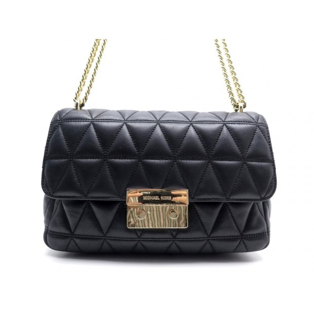 SAC A MAIN MICHAEL KORS SLOAN 30S7GSLL3L BANDOULIERE EN CUIR MATELASSE NOIR 375€