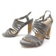 NEUF CHAUSSURES CHANEL 37.5 SANDALES A TALONS EN DAIM GRIS GREY SUEDE SHOES 970€