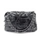 SAC A MAIN CHANEL CABAS 28 CM EN VINYL NOIR CHAINES BLACK HAND BAG DUSTBAG 2500