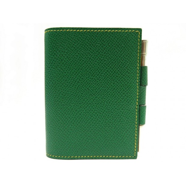 NEUF PORTE AGENDA HERMES REPERTOIRE CUIR EPSON VERT ET STYLO EN ARGENT 925 435€