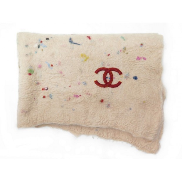 NEUF FOULARD CHANEL ETOLE A73670 CACHEMIRE LAINE SOIE BEIGE CASHMERE SCARF 990€