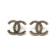 NEUF BOUCLES D'OREILLES CHANEL LOGO CC METAL DORE + BOITE GOLDEN EARRINGS 390€