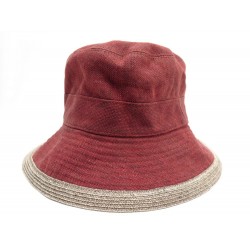 CHAPEAU HERMES BOB TAILLE 57 EN LIN ROUGE & BEIGE RED LINEN HAT 290€