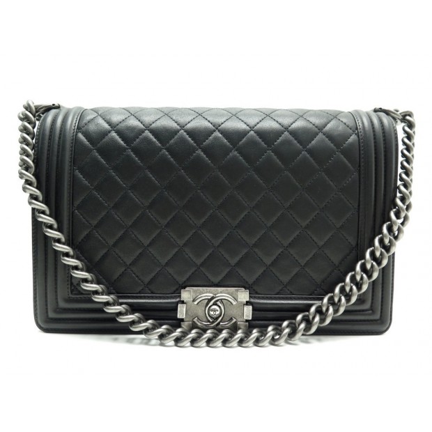 NEUF SAC A MAIN CHANEL GRAND BOY A92193 BANDOULIERE EN CUIR NOIR BAG PURSE 4650€