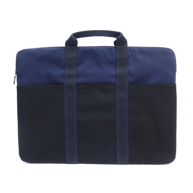 NEUF SACOCHE HERMES PORTE DOCUMENTS FOURRE TOUT 53CM EN COTON BLEU MARINE 895€