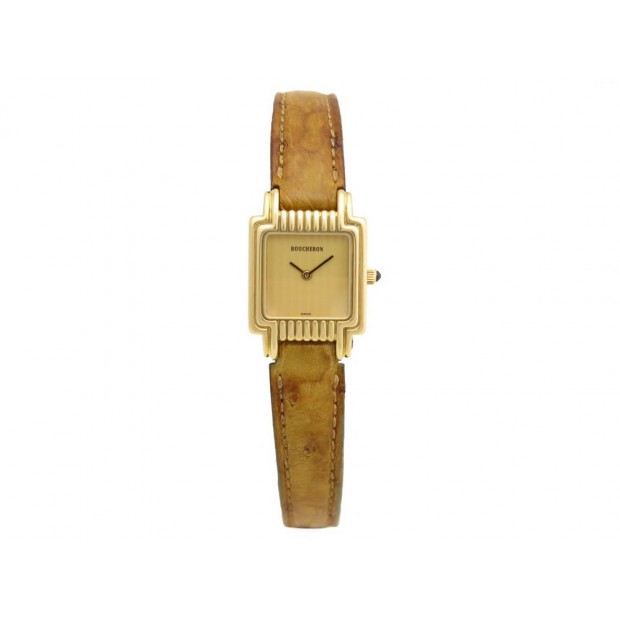  MONTRE BOUCHERON REFLET EN OR JAUNE 18K BRACELET EN CUIR AUTRUCHE 