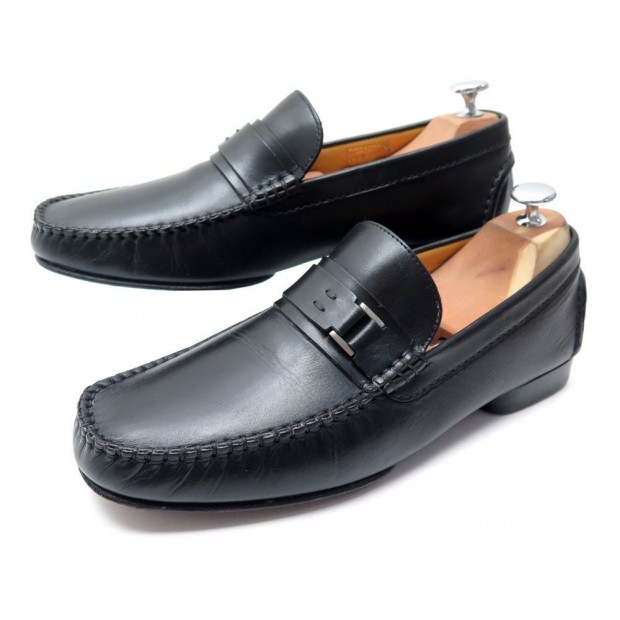 CHAUSSURES MAGNANNI MOCASSINS A BOUCLE 9 US 42 FR CUIR NOIR LOAFERS SHOES 485€