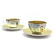 SET 2 TASSES THE SOUCOUPES HERMES CARNETS D'EQUATEUR TOUCANS TEA CUP GOLD 1120€