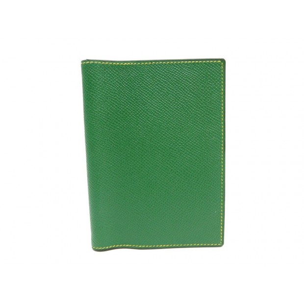 NEUF COUVERTURE D'AGENDA HERMES SIMPLE GM EN CUIR VERT JAUNE DIARY COVER 292€