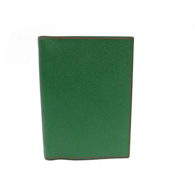 NEUF COUVERTURE D'AGENDA HERMES CUIR VERT JAUNE 