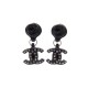 NEUF BOUCLES D'OREILLES CHANEL CAMELIA LOGO CC RESINE NOIR STRASS EARRINGS 480€