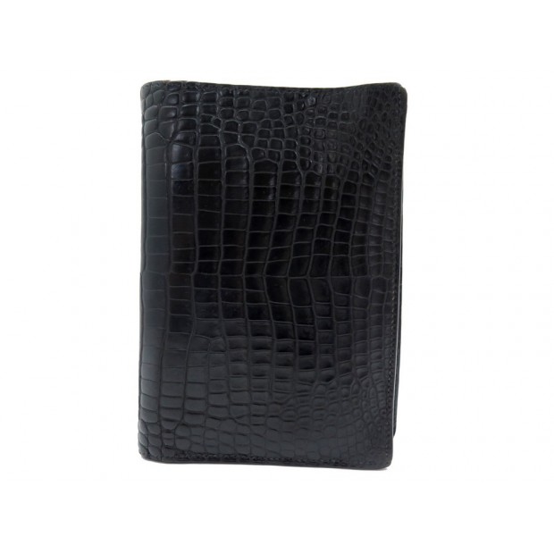 PORTEFEUILLE HERMES EN CUIR DE CROCODILE POROSUS NOIR BLACK LEATHER WALLET 3300€