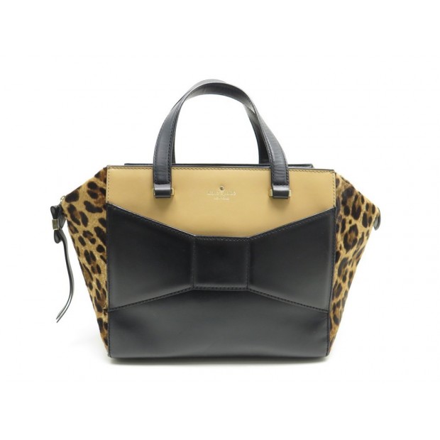 SAC A MAIN KATE SPADE EN CUIR & CRIN DE POULAIN NOIR LEOPARD HAND BAG PURSE 425€