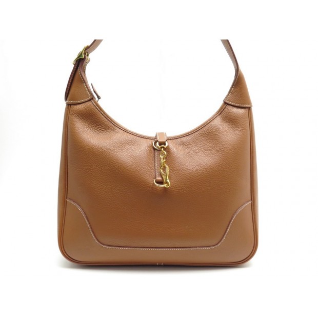 SAC A MAIN HERMES TRIM 30 CM EN CUIR GRAINE GOLD LEATHER HAND BAG 2810€