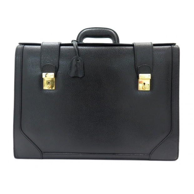 VINTAGE PORTE DOCUMENTS GUCCI EN CUIR PECARI NOIR ATTACHE CASE BRIEFCASE BIGSKIN