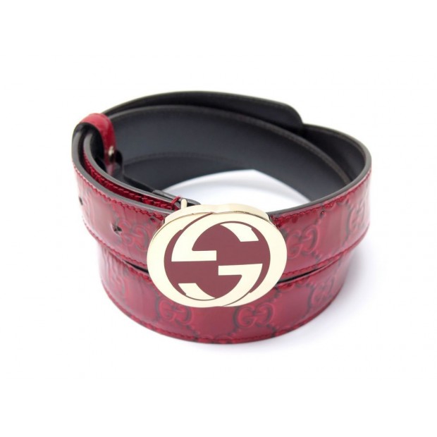 CEINTURE GUCCI 155079 CUIR MONOGRAMME BOUCLE DOUBLE G T90 INTERLOCKING BELT 360€